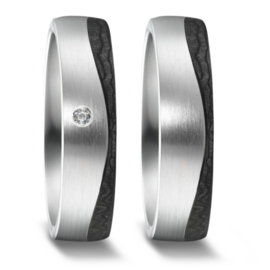 Bolstaande 9 karaat Carbon Trouwringen Set met Diamant