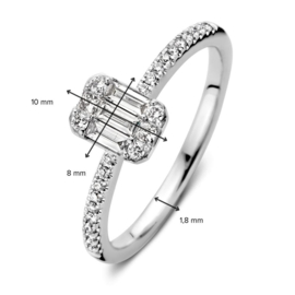 Excellent Jewelry Slanke Witgouden Ring met Diamanten