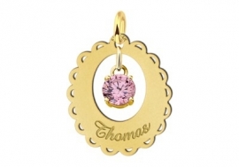 Names4ever Gouden Ovaal Hanger + Zirkonia GNH11-R