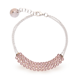 Stylish Zilveren Armband met Roze Glaskristallen