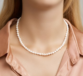 Zoetwaterparel Collier met Gerhodineerd Zilver