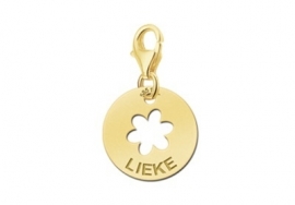 Names4ever Ronde Charm-Naambedel met Bloem / Goud GNB03