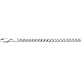 Geslepen Gourmet 5,0 mm Schakelarmband van Zilver | Lengte 19 cm