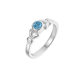 Zilveren Ring voor Kinderen met Felblauwe Strass Steen