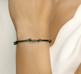 Groene Armband van Satijn + Gouden Ringetje