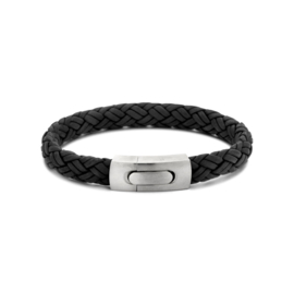 Zwart Lederen Armband voor Heren 22 cm