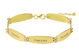 Names4ever Gouden Armband met Zeven Naamplaatjes GNA61