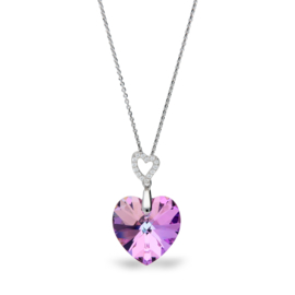 Tender Heart Paarse Glaskristallen Ketting met Zirkonia’s van Spark