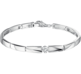 Zilveren Choker Schakelarmband met Zirkonia