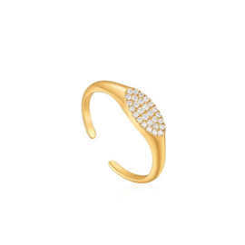 Goudkleurige Glam Signet Ring met Zirkonia’s van Ania Haie S