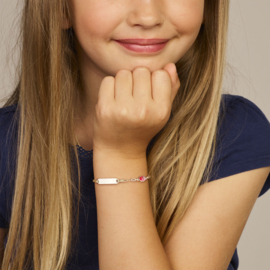 Zilveren Graveerarmband met Lieveheersbeestje Roze 11 + 2 cm