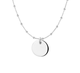 Zilveren Coin Hanger + Ketting | Logo / lijntekening