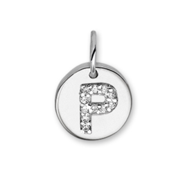 Letter P Bedel Hanger van Zilver met Zirkonia’s