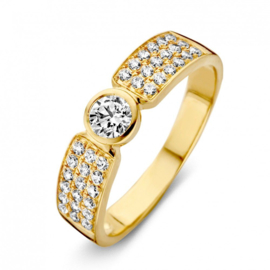 Excellent Jewelry Geelgouden Zirkonia Ring voor Dames