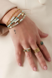 Elastieken Ring met Drie Roze Steentjes - One size | YEHWANG