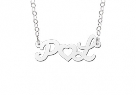 Names4ever Initialen Zilveren Naamketting + Hart