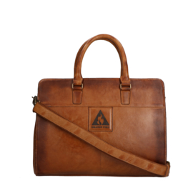 Orange Fire Cognac Lederen Handtas RA 2571