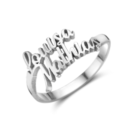Zilveren Naam Ring met 2 Namen Model Louisa-Mathias | Names4ever