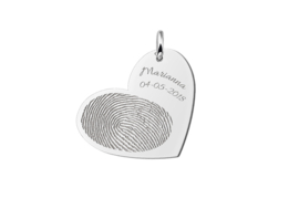 Hartvormige Hanger met Vingerafdruk en Tekst van Zilver Names4ever