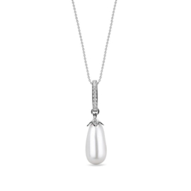 Spark Charm Zilveren Ketting met Witte Parelhanger