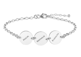 Names4ever Zilveren Armband met Drie Rondjes ZNA66