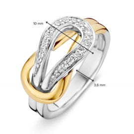 Excellent Jewelry Bicolor Dames Ring met Zirkonia Lus