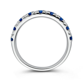 Excellent Jewelry Witgouden Dames Ring met Diamant en Saffier