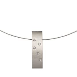 Zilverkleurig Collier met Langwerpige Hanger met Zirkonia’s van M&M