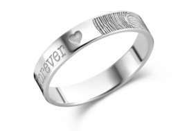 Zilveren Vingerafdruk Ring + Naam van Names4ever