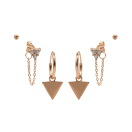 Karma Jewelry – Zesdelige Triple Triangle Earparty Set - Rosé