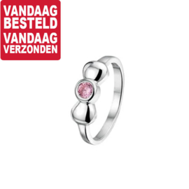 Ring voor Kinderen met Bolle Strik en Roze Zirkonia / Maat 13