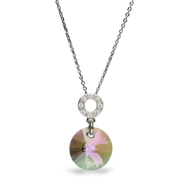 Xilion Disc Groene Glaskristallen Ketting met Zirkonia’s van Spark