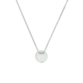 Zilveren Gourmet Collier met Letter W