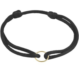 Zwarte Armband van Satijn met Gouden Cirkel