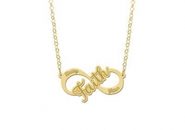 Names4ever Faith Infinity Ketting van Goud - Graveer Sieraad