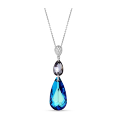 Spark Double Teardrop Ketting met Grijs Glaskristal