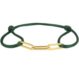 Groene Satijnen Armband met Goudkleurige Schakels