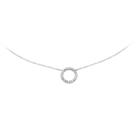 Witgouden Anker Collier met Opengewerkte Diamant 0.10 ct Cirkel