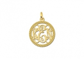 Names4ever Small Monogram met Initiaal Hanger van Goud GMH012