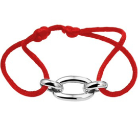 Armband Satijn Rood met Zilveren Schakels