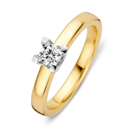 Excellent Jewelry Gouden Dames Bicolor Ring met Diamant