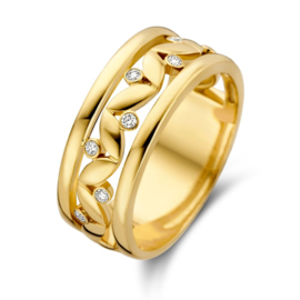 Excellent Jewelry Gouden Ring met Bladvormige Plaatjes