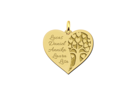 Kerst Sieraden | Gouden Hartjes Kettinghanger met Levensboom