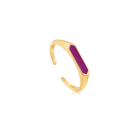 Ania Haie Bright Future Goudkleurige Ring met Paarse Emaille