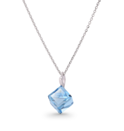 Lichtblauwe Kubus Glaskristallen Ketting van Spark Jewelry