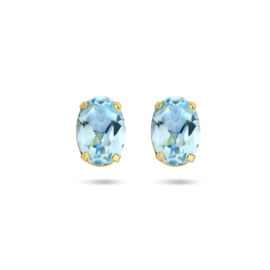 Dames Oorknoppen Goud met Blauw Topaas 1.80 ct (2 x 0,90 ct)