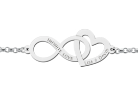 Moederdag Sieraden | Names4ever Zilveren Armband met Infinity en Hartje