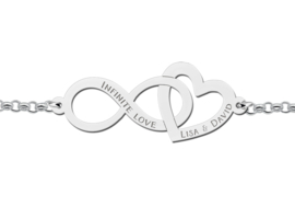 Valentijnsdag Sieraden | Zilveren Armband met Infinity en Hartje