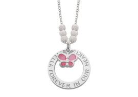 Mama Naamketting van Zilver met Roze Vlinder - Names4ever