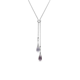 Pearl Drop Ketting met Lila en Paarse Parel Hanger